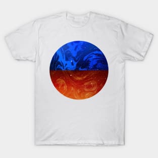 Circular Blue Orange Marble T-Shirt